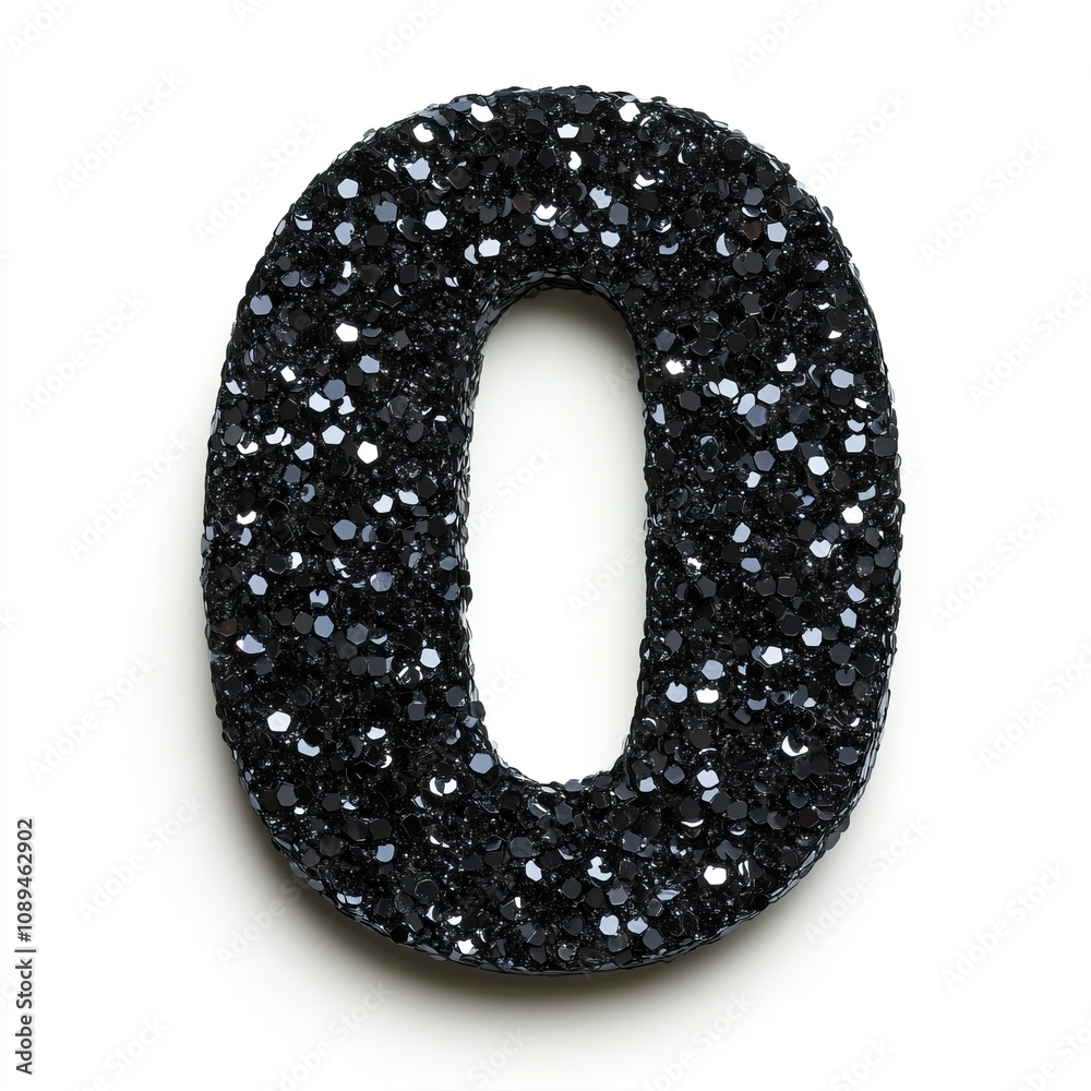 A sparkling black glitter number A sparkling black glitter number