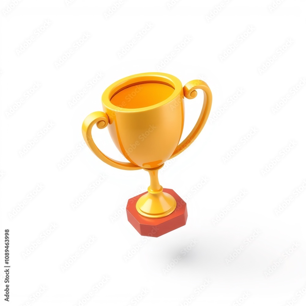 Golden trophy with a red base isolated on a white background. Golden trophy with a red base isolated on a white background.