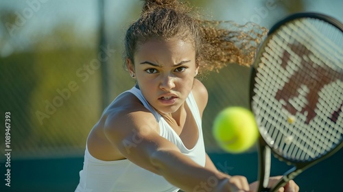 Focused Tennis Player in Action