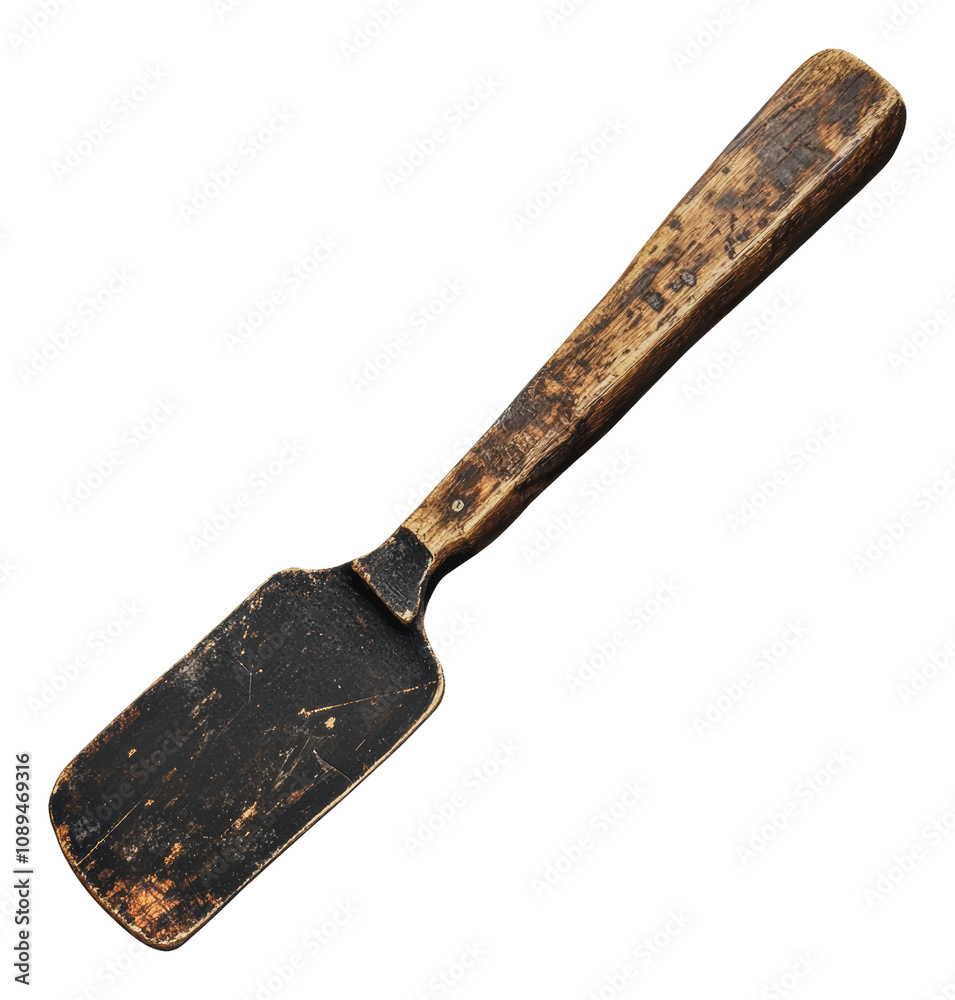 Obraz premium PNG Worn wooden spatula for cooking