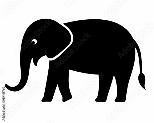 Elephant silhouette vector black animal illustration on a white background