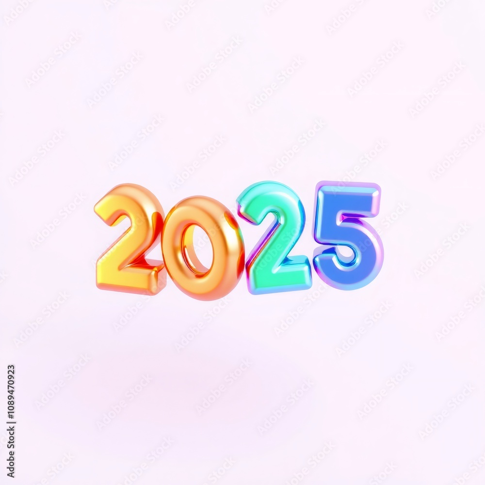 Colorful 3D 2025 Year  New Year Celebration.