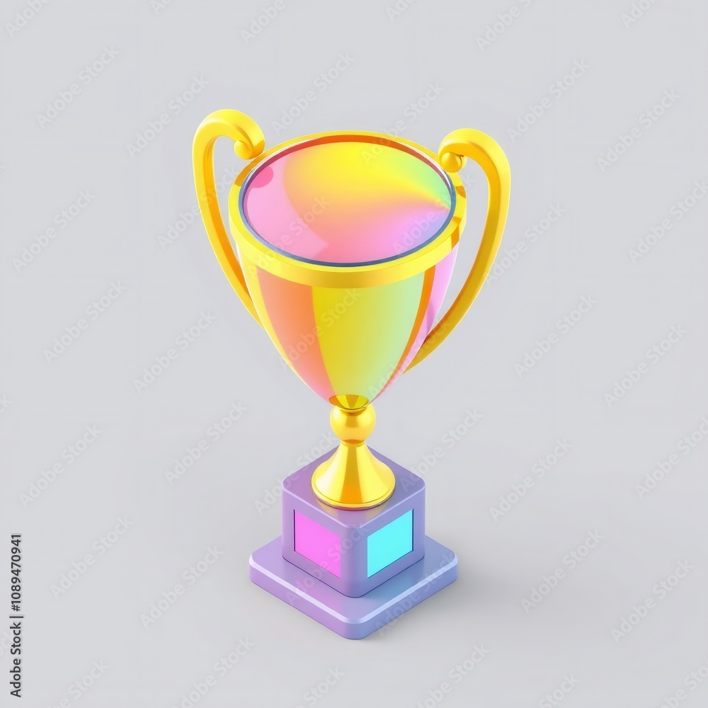 Golden Trophy with Colorful Base and Gradient Design. Golden Trophy with Colorful Base and Gradient Design.