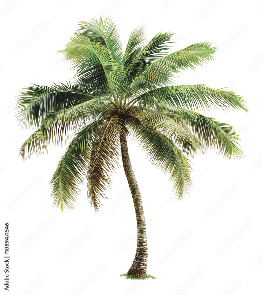 Obraz premium PNG Graceful palm tree with arching fronds