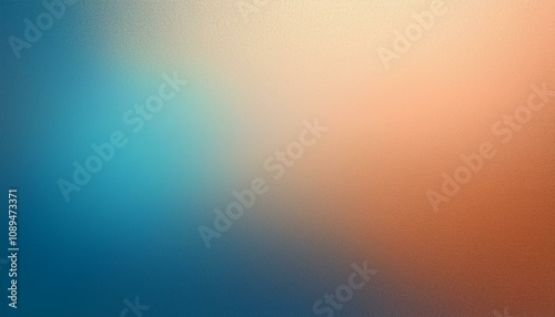 Abstract background, Pale copper and Pale cornflower blue gradient background with light leak and grainy texture.