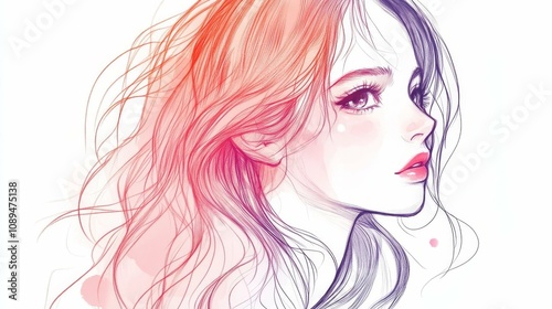 Stunning Line Art Portrait of a Woman
