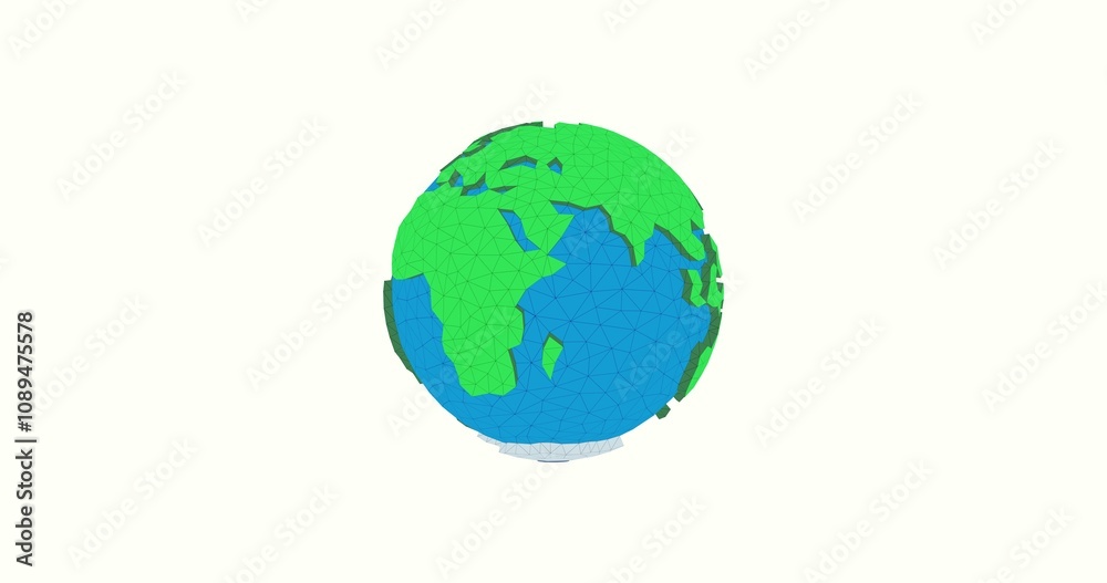 Low poly Earth with triangle polygonal shapes and wireframe design. Vibrant 3D rendering image for advertising, cartography, and educational use. Showcasing continents in a colorful geometric style Low poly Earth with triangle polygonal shapes and wireframe design. Vibrant 3D rendering image for advertising, cartography, and educational use. Showcasing continents in a colorful geometric style