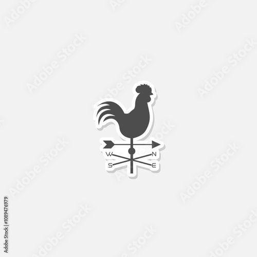 Rooster weather vane icon sticker isolated on gray background photo