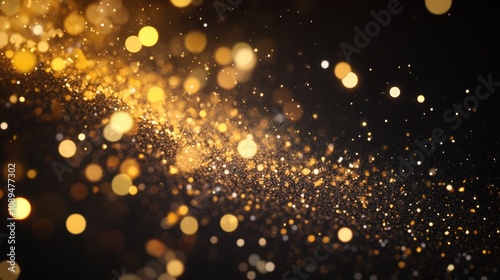 Golden fireworks cascading across a black background, with ample space for text below.