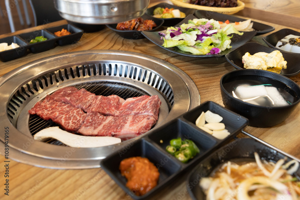 Korean bbq. Grilled beef ribs Korean bbq. Grilled beef ribs