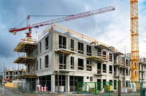 New house construction. Concrete frame	