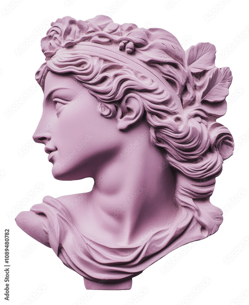 PNG Elegant pink sculpture of a classical woman’s head PNG Elegant pink sculpture of a classical woman’s head