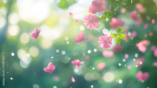 pink flowers with pastel bokeh background