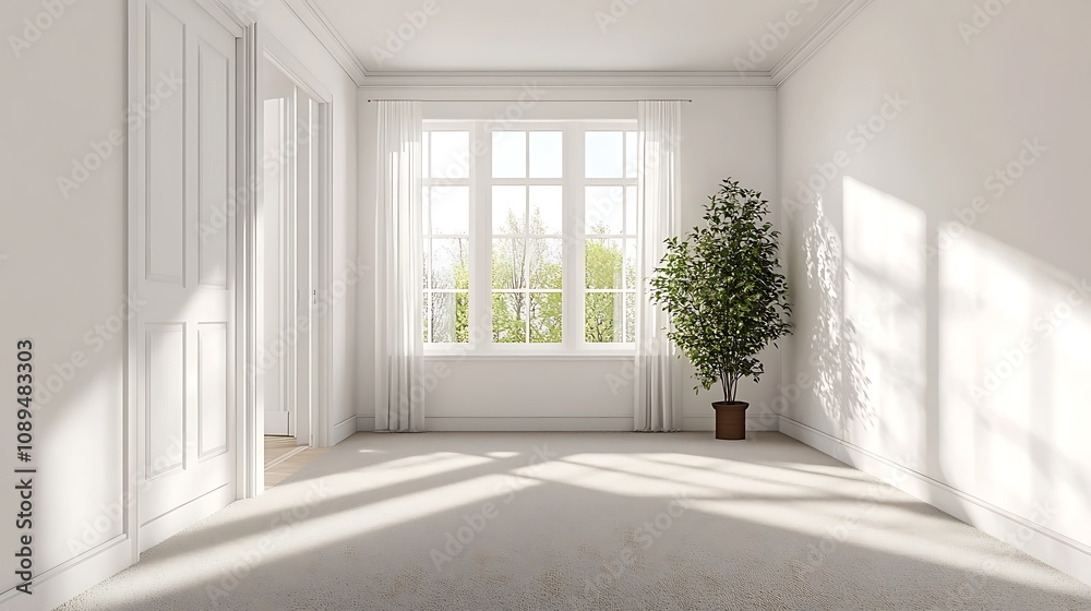 Fototapeta premium Elegant and Cozy Modern Bedroom Interior Design with Stylish Decor, mockup, poster and Background