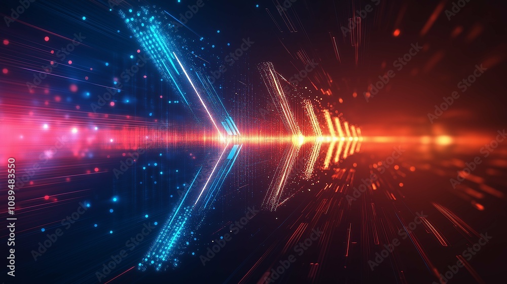 Obraz premium Futuristic Abstract Digital Background with Colorful Light Streams and Dynamic Motion Effects Ideal for Technology, Innovation, and Sci-Fi Themes