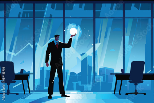 A stylized illustration of a powerful businessperson, reminiscent of a wizard, magically levitating stock market charts and graphs.  Focus on vibrant colors and dynamic composition.