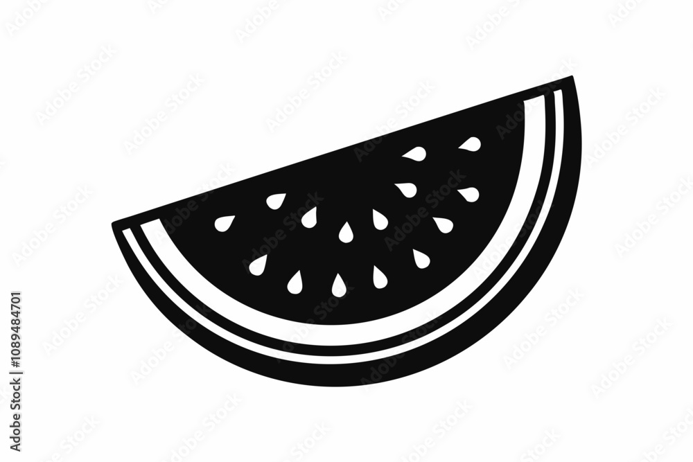 Watermelon silhouette, Watermelon slice vector icon