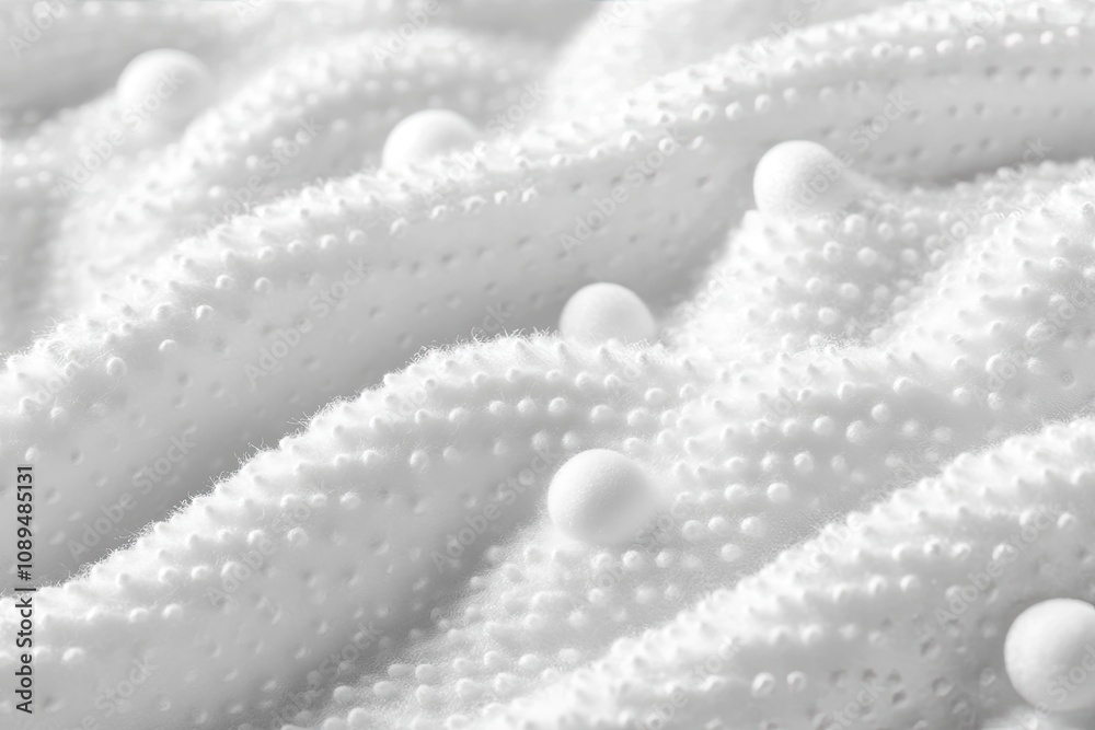 A highly detailed, seamless texture of white wool fabric with soft, fluffy detailing for a natural and cozy look. The background is a solid color to highlight the intricate, patterned threads in the m A highly detailed, seamless texture of white wool fabric with soft, fluffy detailing for a natural and cozy look. The background is a solid color to highlight the intricate, patterned threads in the m
