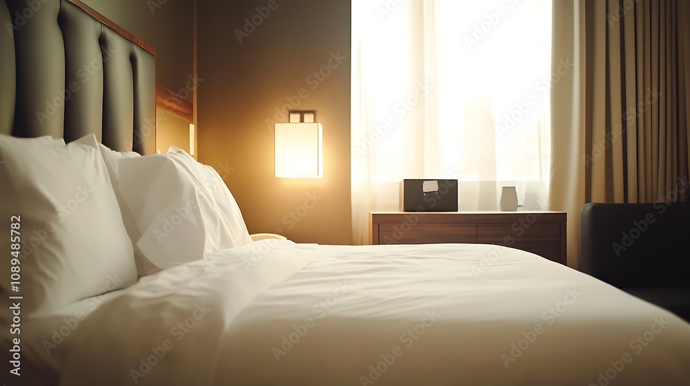 Elegant and Cozy Modern Bedroom Interior Design with Stylish Decor, mockup, poster and Background Elegant and Cozy Modern Bedroom Interior Design with Stylish Decor, mockup, poster and Background