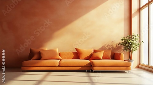 Orange Sofa in a Modern Living Room