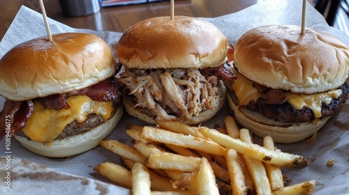 Triple Slider Burgers with Fries