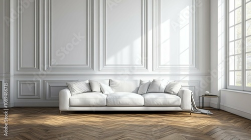 Elegant White Living Room with Classic Design