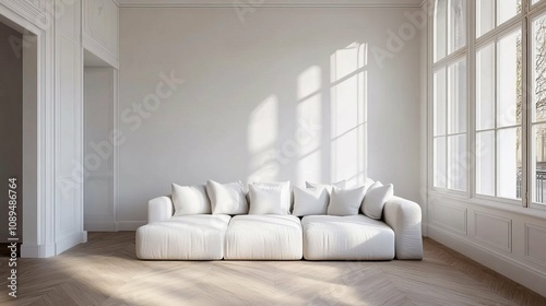 Elegant White Living Room with Modern Sofa