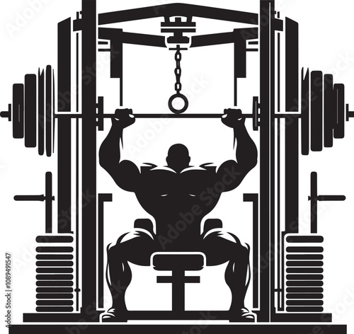 Silhouette illustration of Smith Machine white background