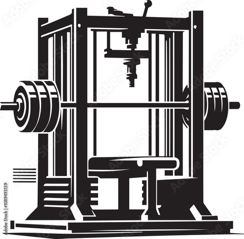 Silhouette illustration of Smith Machine white background