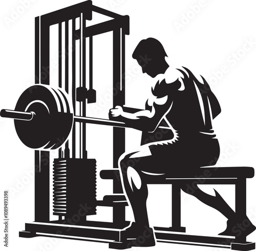 Silhouette illustration of Smith Machine white background