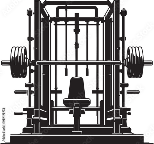 Silhouette illustration of Smith Machine white background