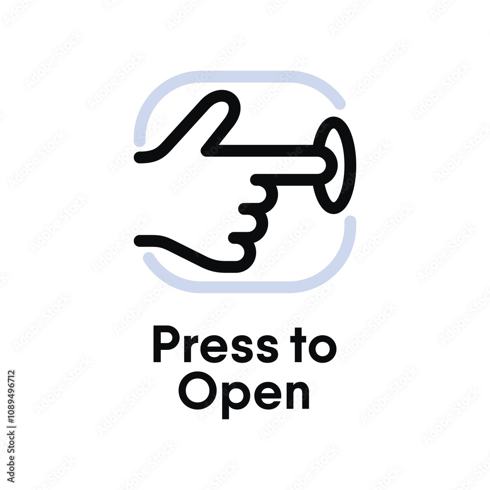Press to Open vector information sign