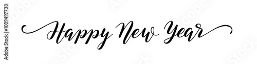 Minimalist Happy New Year Greeting in Cursive