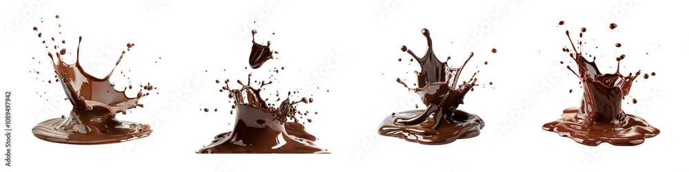 Set of Chocolate Splash Art - Isolated Liquid Motion on transparent background Set of Chocolate Splash Art - Isolated Liquid Motion on transparent background