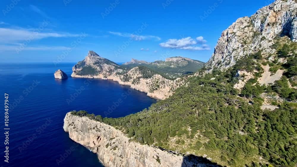 Stunning Cap de Formentor in Mallorca (Majorca) popular tourist destination .  4k hd video. Spain, Balearic islands