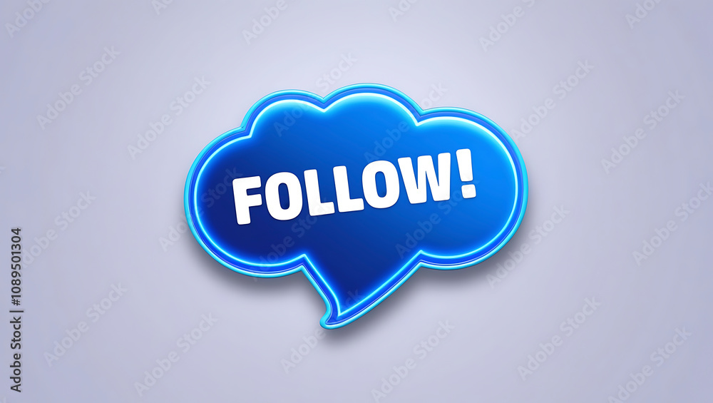 Stylized Electric Blue Follow Bubble with Depth and Glow Stylized Electric Blue Follow Bubble with Depth and Glow