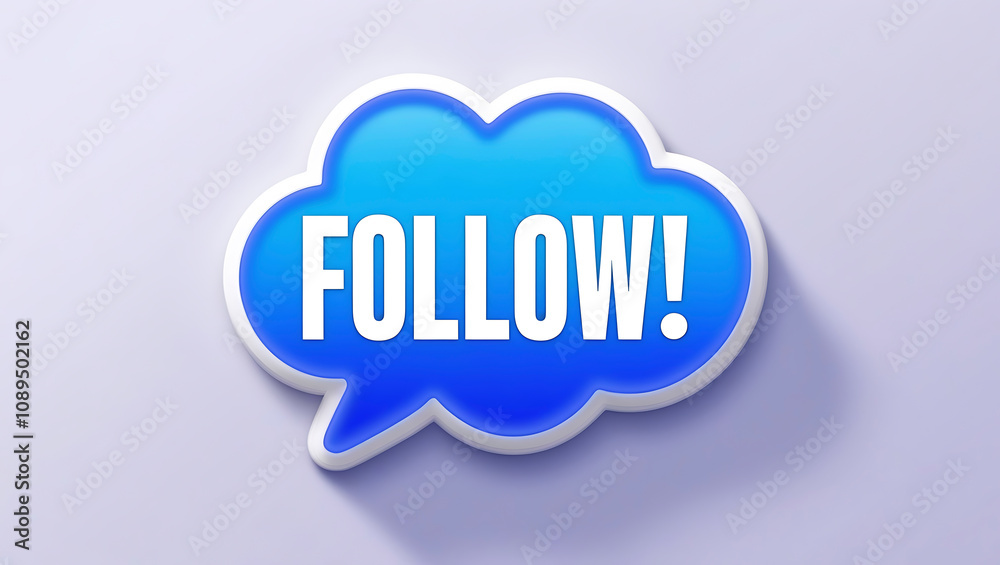 Vibrant Electric Blue Neon Speech Bubble Commands Follow Vibrant Electric Blue Neon Speech Bubble Commands Follow