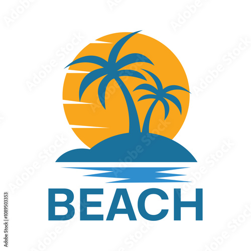 Wallpaper Mural beach flat minimalist logo design Torontodigital.ca