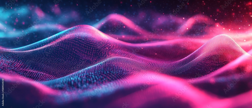 Abstract digital landscape with flowing waves in vibrant colors. Abstract digital landscape with flowing waves in vibrant colors.