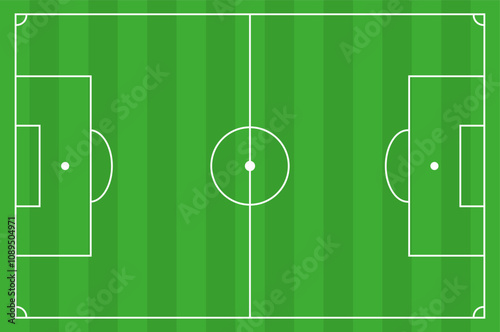 Football field with green grass vector illustration.