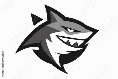 minimalist shark head mascot logo.