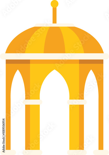 This illustration features an ornate golden gazebo with elegant arches, perfect for architectural or design projects