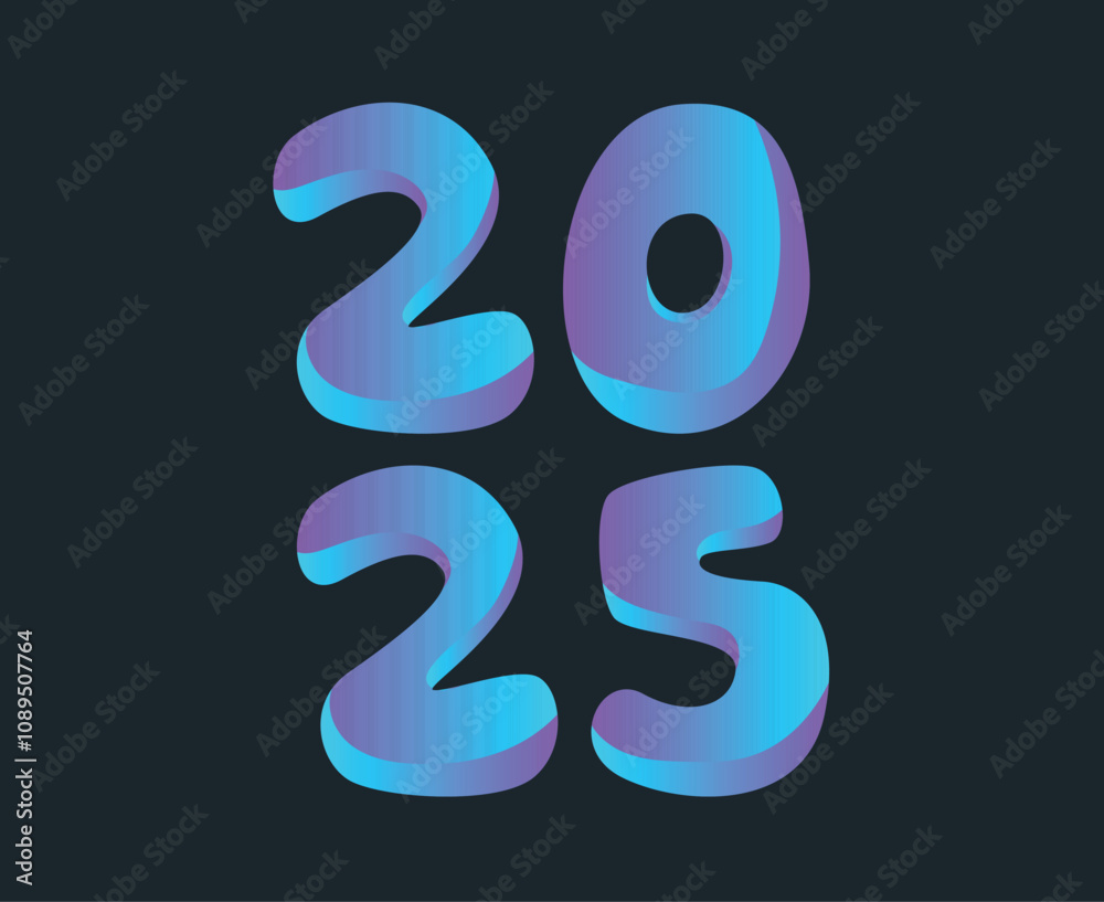Happy New Year 2025 Design Element Blue Cyan 3D Realistic Creative Abstract Vector Illustration Happy New Year 2025 Design Element Blue Cyan 3D Realistic Creative Abstract Vector Illustration