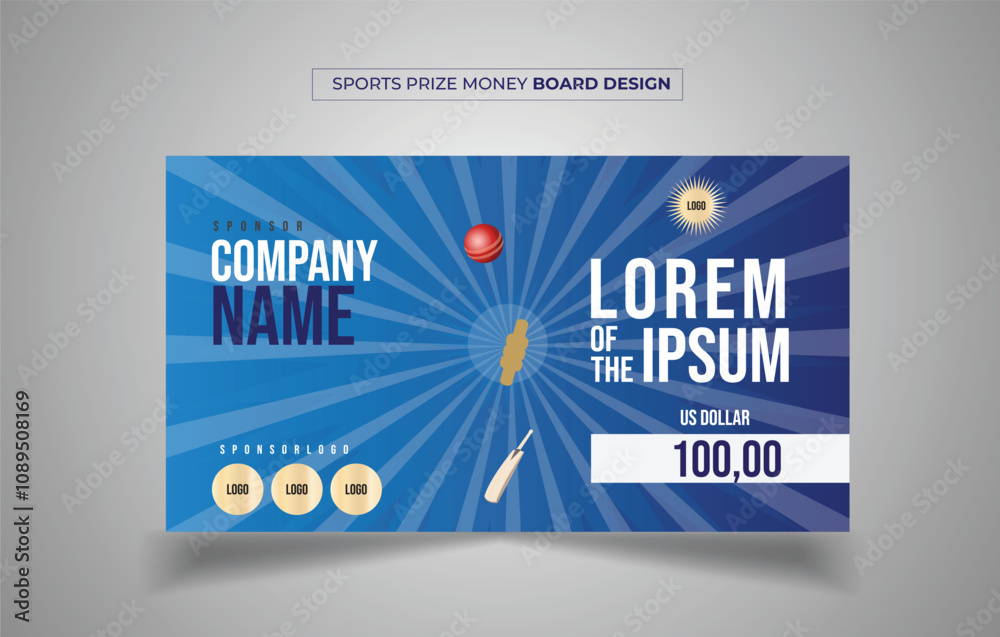 Fototapeta premium Sports Prize ceremony Champion winner cheque Board Design 