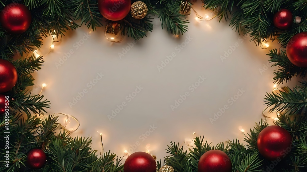 A luxurious seamless Christmas border featuring pine branches, glowing Christmas garlands, elegant ornaments, makeup brushes, and high-end perfumes. A luxurious seamless Christmas border featuring pine branches, glowing Christmas garlands, elegant ornaments, makeup brushes, and high-end perfumes.