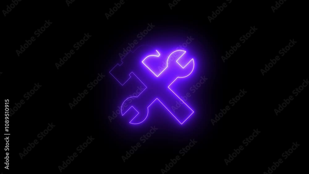 Hardware icon animation by purple color neon on black background. Hardware icon animation by purple color neon on black background.