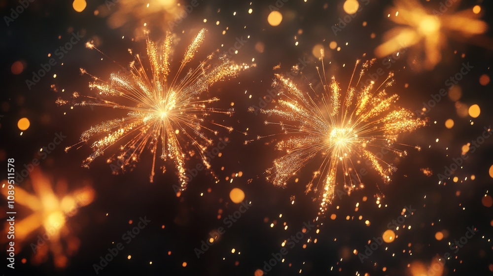 Sparkling gold fireworks against a dark sky, with a clear area for writing beneath them. Sparkling gold fireworks against a dark sky, with a clear area for writing beneath them.