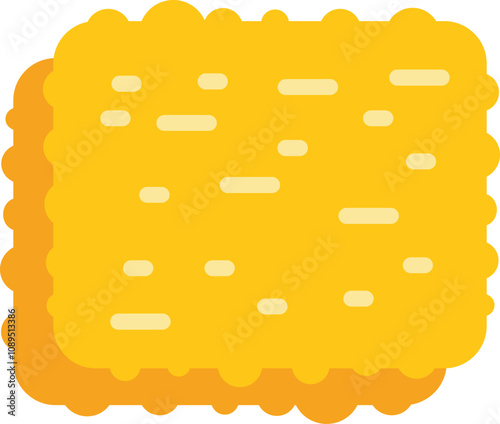 Simple vector illustration of a square cracker with filling, isolated on a white background