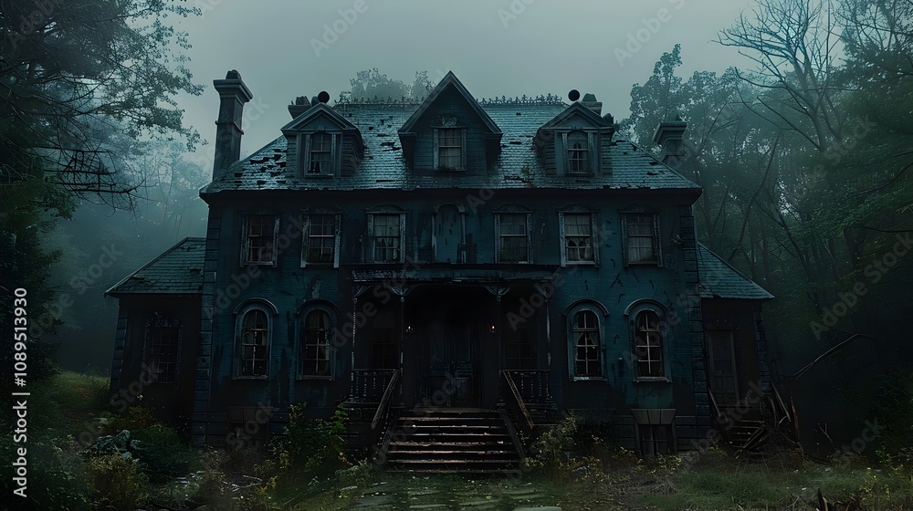 Haunting Mansion Shrouded in Mysterious Forest on Secluded Island Haunting Mansion Shrouded in Mysterious Forest on Secluded Island