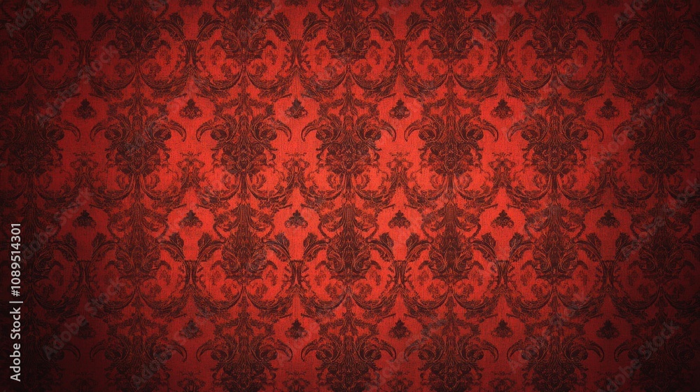 A rich red damask pattern creating a luxurious and elegant background. A rich red damask pattern creating a luxurious and elegant background.